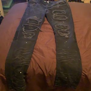 Black smoke rise jeans